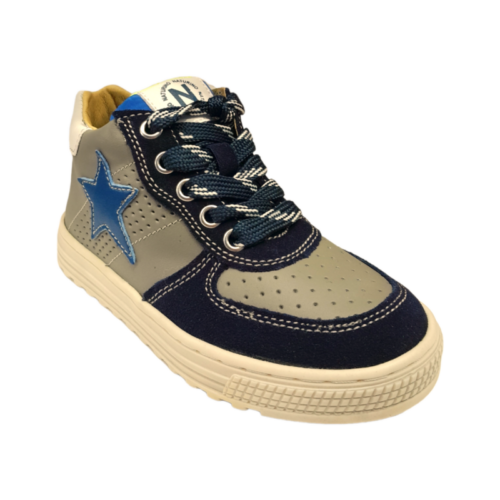 Sneakers per bambino hess blu-grigio con cerniera e lacci – Naturino