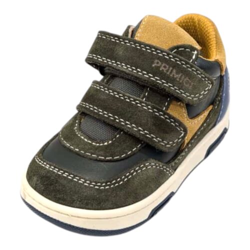 Sneakers per bambino primi passi Senape-Verde Bottiglia-Azzurro con strappi - Primigi 
