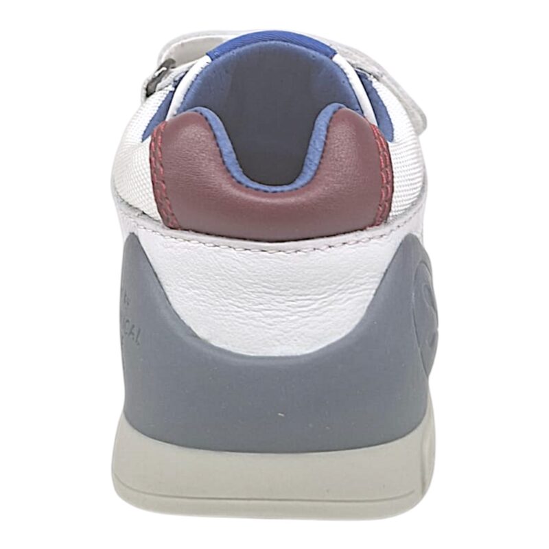 Sneakers primi passi bianche-grigie per bambino con stella rossa e due strappi - Biomecanics 4 Sneakers primi passi bianche-grigie per bambino con stella rossa e due strappi - Biomecanics