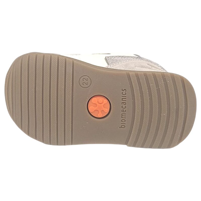 Sneakers primi passi bianco-beige-grigio per bambino con doppio strappo a velcro - Biomecanics 5 Sneakers primi passi bianco-beige-grigio per bambino con doppio strappo a velcro - Biomecanics