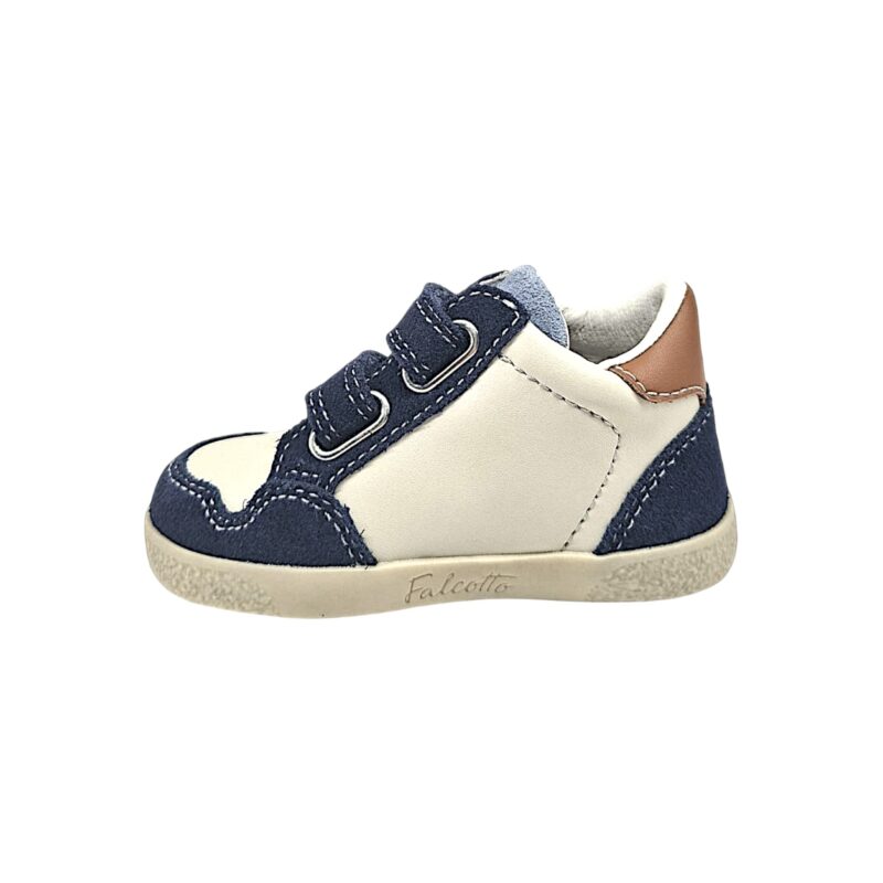 Sneakers primi passi bianco-blu per bambino con stella turchese e due strappi - Falcotto 3 Sneakers primi passi bianco-blu per bambino con stella turchese e due strappi - Falcotto