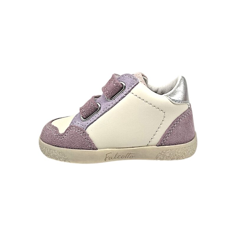 Sneakers primi passi bianco-rosa cipria per bambina con stella bianca e doppio strappo - Falcotto 3 Sneakers primi passi bianco-rosa cipria per bambina con stella bianca e doppio strappo - Falcotto
