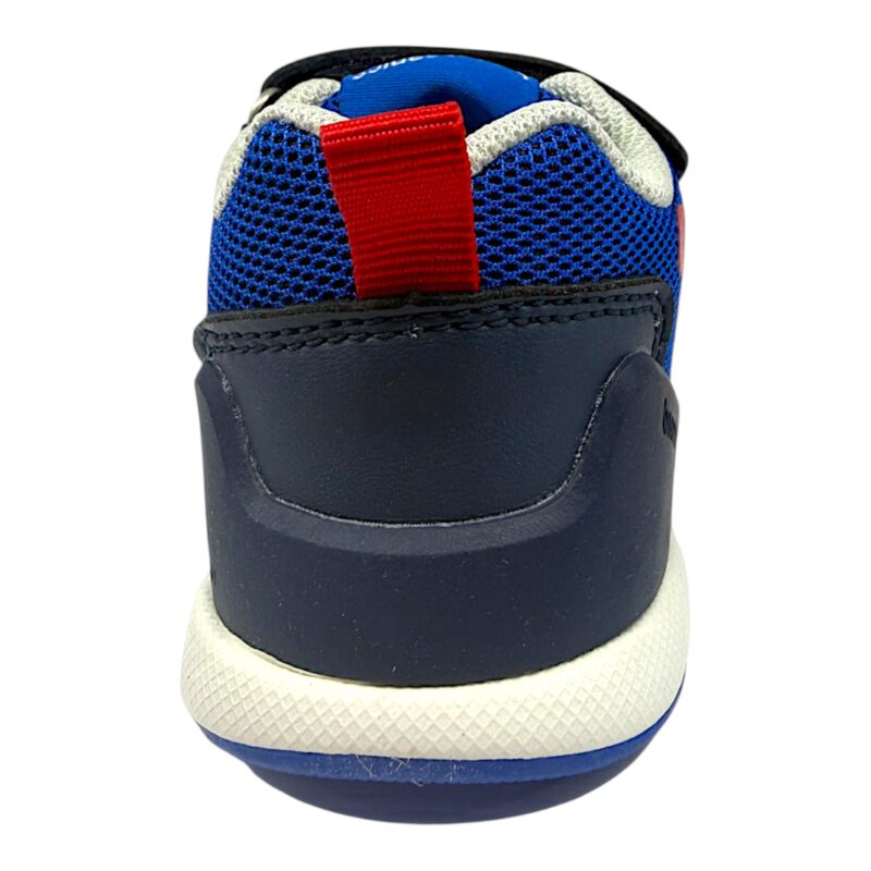 Sneakers primi passi blu per bambino con dettagli rossi e chiusura a doppio strappo - Biomecanics 4 Sneakers primi passi blu per bambino con dettagli rossi e chiusura a doppio strappo - Biomecanics