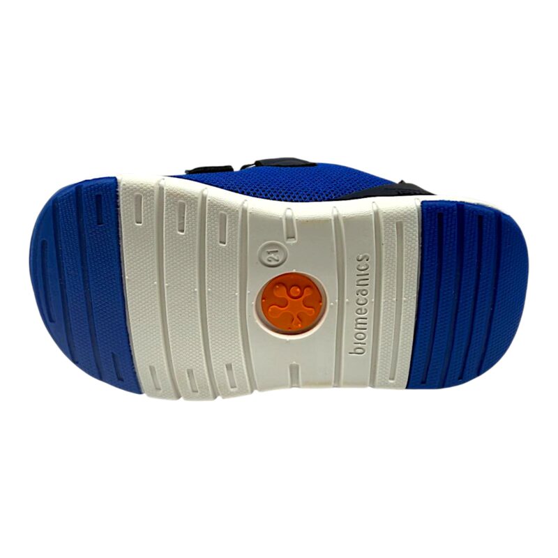 Sneakers primi passi blu per bambino con dettagli rossi e chiusura a doppio strappo - Biomecanics 5 Sneakers primi passi blu per bambino con dettagli rossi e chiusura a doppio strappo - Biomecanics