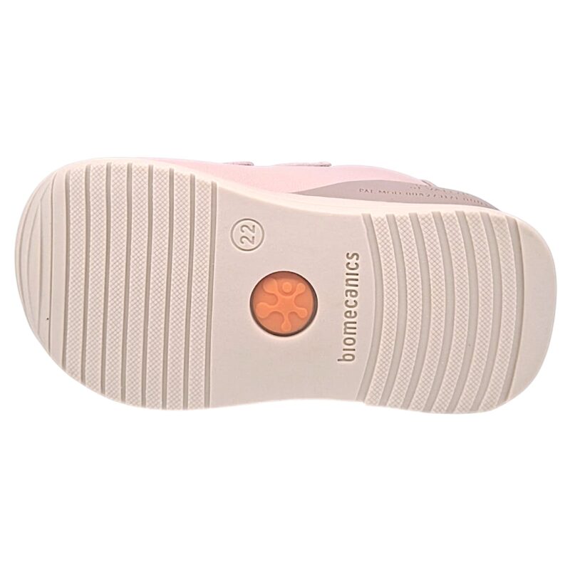 Sneakers primi passi rosa per bambina con cuore, ali e due strappi - Biomecanics 5 Sneakers primi passi rosa in pelle-tessuto per bambina con cuore, ali e due strappi - Biomecanics