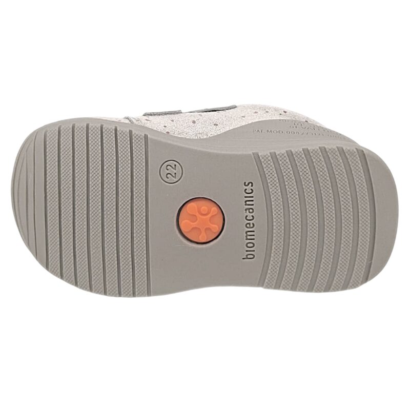 Sneakers primi passi scamosciate grigie per bambino con panda e due strappi - Biomecanics 5 Sneakers primi passi scamosciate grigie in pelle-tessuto per bambino con panda e due strappi - Biomecanics