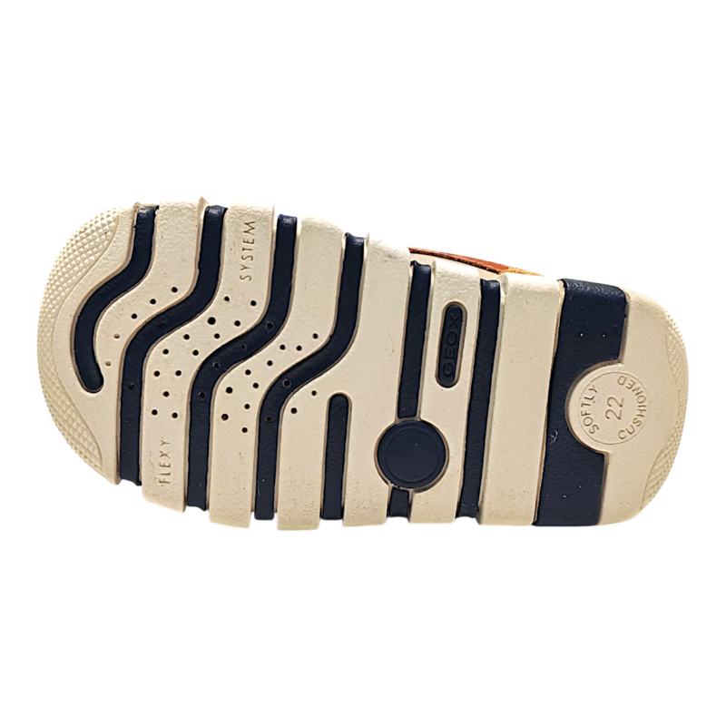 Sneakers primi passi taupe-blu-arancio per bambino con doppio strappo e suola flessibile - Geox 5 Sneakers primi passi taupe-blu-arancio per bambino con doppio strappo e suola flessibile - Geox