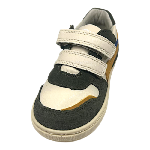 Sneakers primi passi verde militare, panna e giallo per bambino con doppio strappo - Primigi 4 Sneakers primi passi verde militare, panna e giallo per bambino con doppio strappo - Primigi