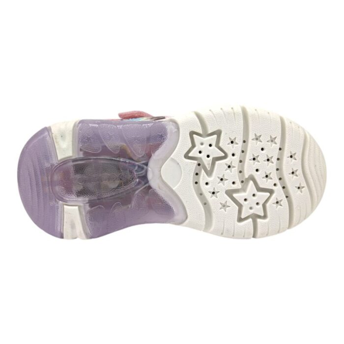 Sneakers ragazza frozen con strappo, lacci elastici e luci pink-lilac - Geox