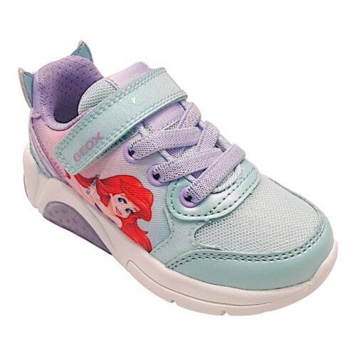 Sneakers ragazza la sirenetta con strappo, lacci elastici e luci watersea-lilac - Geox