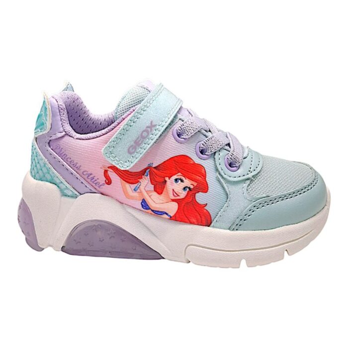 Sneakers ragazza la sirenetta con strappo, lacci elastici e luci watersea-lilac - Geox
