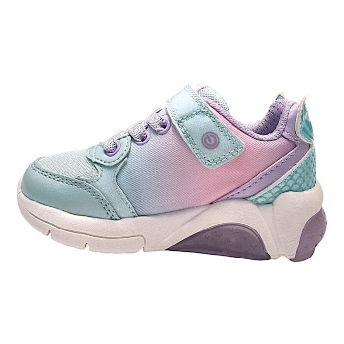 Sneakers ragazza la sirenetta con strappo, lacci elastici e luci watersea-lilac - Geox