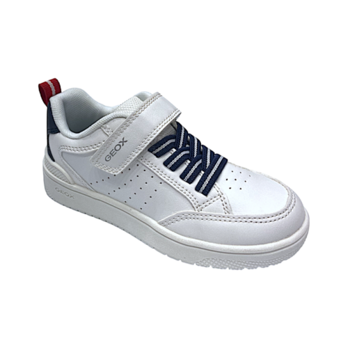 Sneakers ragazzo con strappo e lacci elastici white-navy - Geox