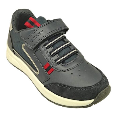 Sneakers ragazzo navy-dark red con strappo e lacci elastici - Geox