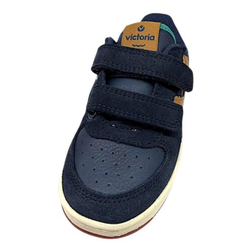 Sneakers scamosciate blu-ocra-rosso per bambino con doppio strappo - Victoria 4 Sneakers scamosciate blu-ocra-rosso per bambino con doppio strappo - Victoria
