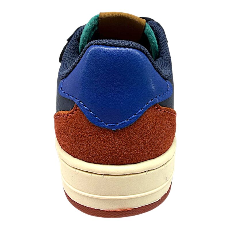 Sneakers scamosciate blu-ocra-rosso per bambino con doppio strappo - Victoria 4 Sneakers scamosciate blu-ocra-rosso per bambino con doppio strappo - Victoria
