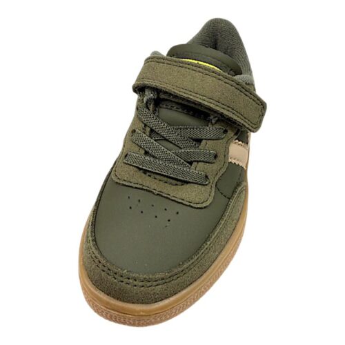 Sneakers scamosciate verde militare per bambino con strappo e lacci elastici - Victoria 5 Sneakers scamosciate verde militare per bambino con strappo e lacci elastici - Victoria