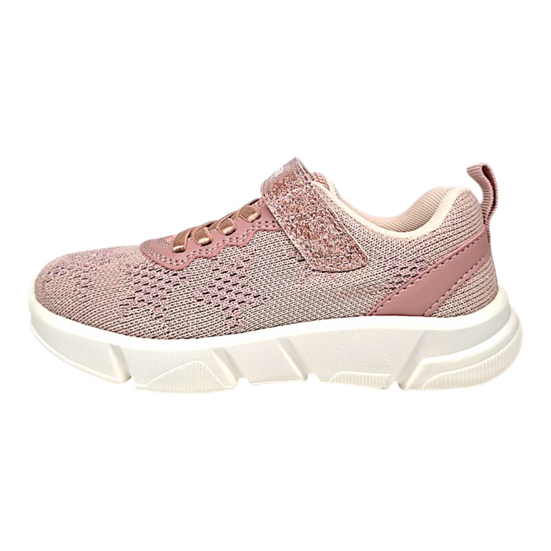 Sneakers sportiva bambina light rose glitter con stelle, strappo e lacci elastici - Geox 3 Sneakers sportiva bambina light rose glitter con stelle e strappo e lacci elastici - Geox