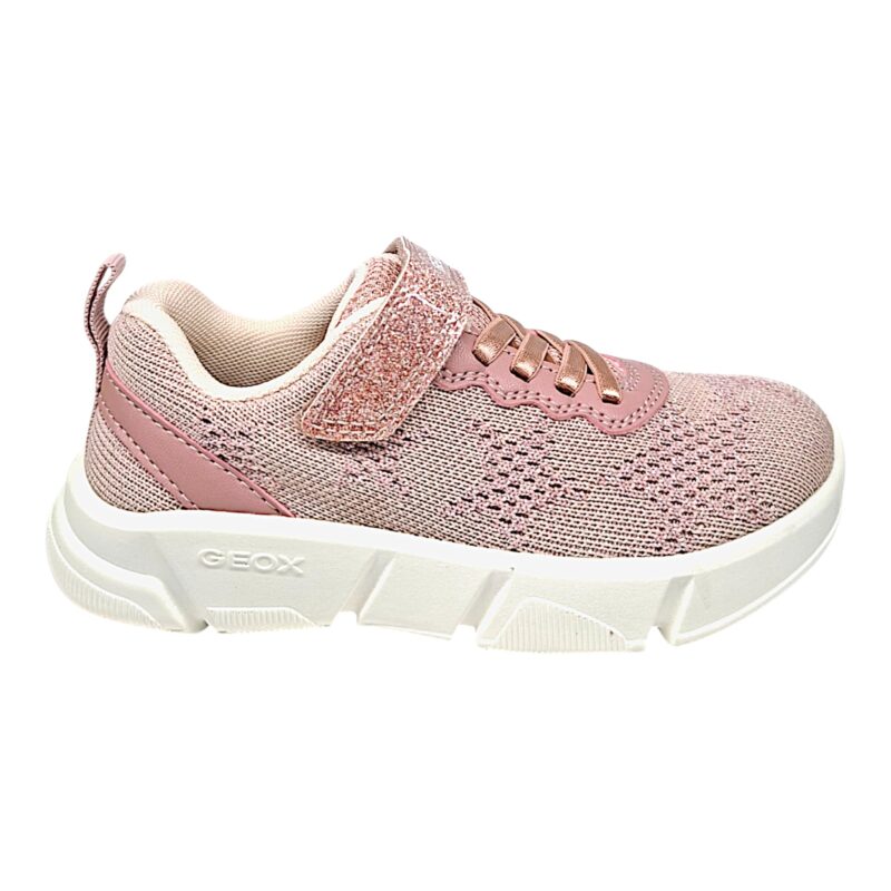 Sneakers sportiva bambina light rose glitter con stelle, strappo e lacci elastici - Geox 2 Sneakers sportiva bambina light rose glitter con stelle e strappo e lacci elastici - Geox
