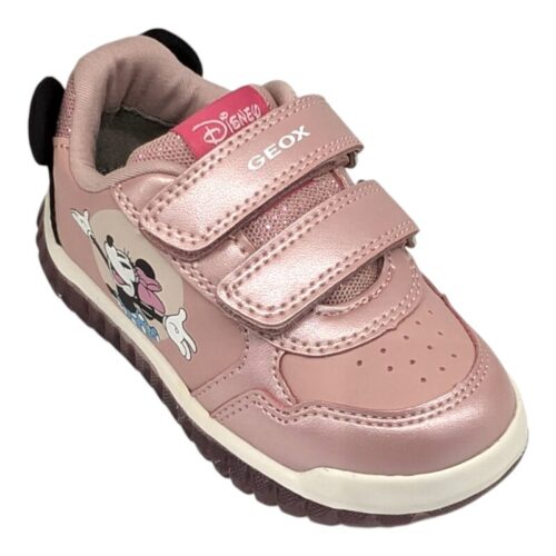 Sneakers sportiva bambina primi passi rosa antico super Minnie con luci e doppio strappo – Geox