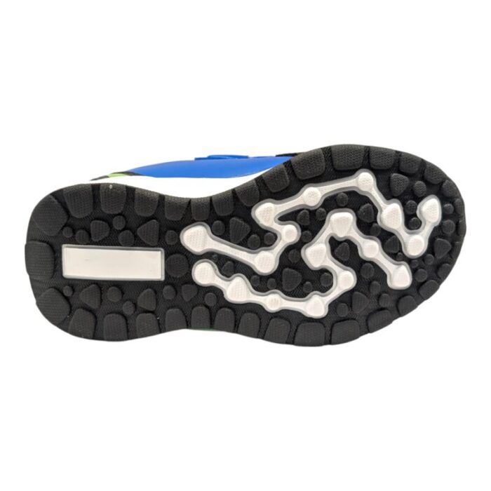 Sneakers sportiva bambino invernale blu-verde con dinosauro, luci e strappi – Silver