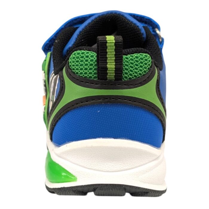 Sneakers sportiva bambino invernale blu-verde con dinosauro, luci e strappi – Silver
