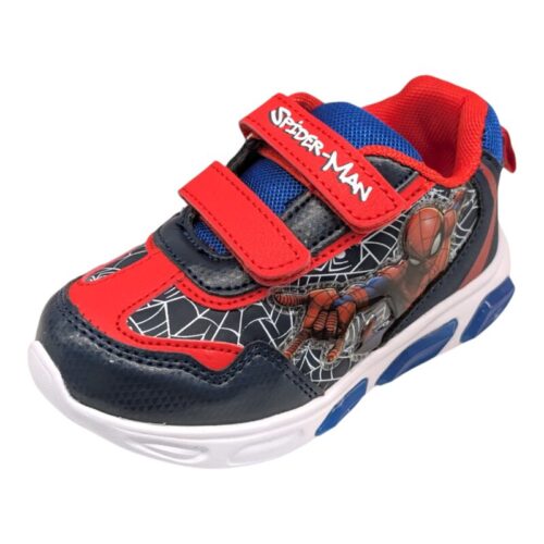 Sneakers sportiva invernale blu navy-rossa per bambino con Spider-Man, luci e doppio strappo – Alek Moda Silver