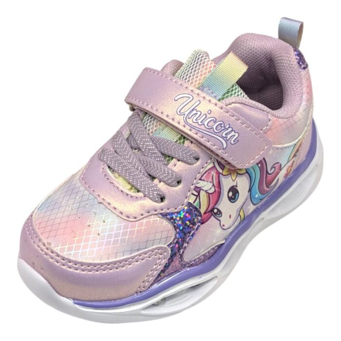 Sneakers sportiva invernale unicorno con luci e strappi lilac-multicolor effetto metallic sirena – Silver