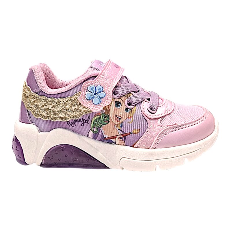 Sneakers sportive Rapunzel rosa-lilla in tessuto retato per bambina con luci, strappo e lacci elastici - Geox 2 Sneakers sportive Rapunzel rosa-lilla in tessuto retato per bambina con luci, strappo e lacci elastici - Geox