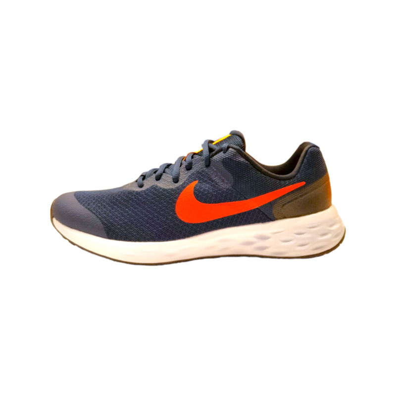 Sneakers sportive Revolution 6 in tessuto retato blu per bambino con logo arancione e lacci - Nike 3 Sneakers sportive Revolution 6 in tessuto retato blu per bambino con logo arancione e lacci - Nike