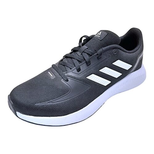 Sneakers sportive Runfalcon 2.0 unisex nere in tessuto retato con logo bianco e lacci - Adidas