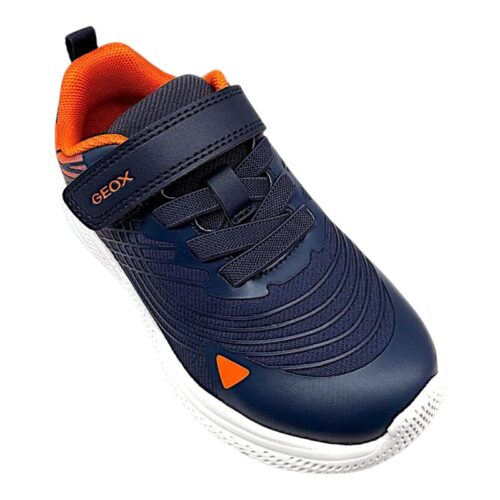 Sneakers sportive Sprintye Junior blu e arancione per bambino con strappo e lacci elastici - Geox 4 Sneakers sportive Sprintye Junior blu e arancione per bambino con strappo e lacci elastici - Geox