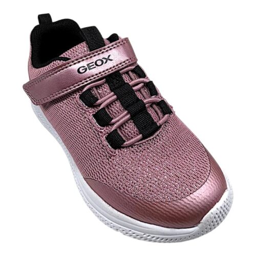 Sneakers sportive Sprintye rosa antico metallizzato e nero per bambina con strappo e lacci elastici - Geox