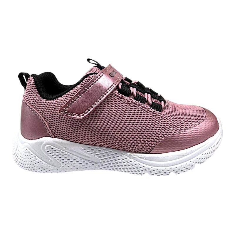 Sneakers sportive Sprintye rosa antico metallizzato e nero per bambina con strappo e lacci elastici - Geox 2 Sneakers sportive Sprintye rosa antico metallizzato e nero per bambina con strappo e lacci elastici - Geox