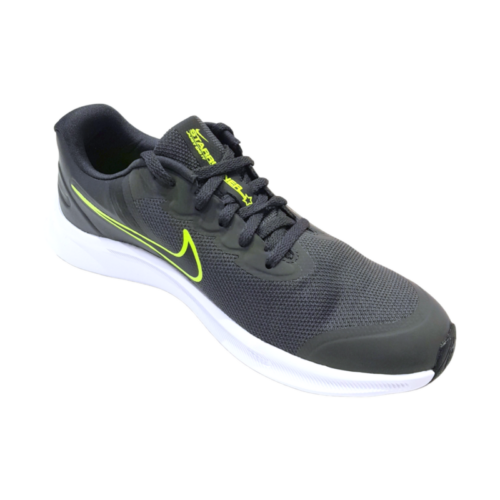 Sneakers sportive Star Runner 3 in tessuto retato grigio per bambino con logo verde lime e lacci - Nike