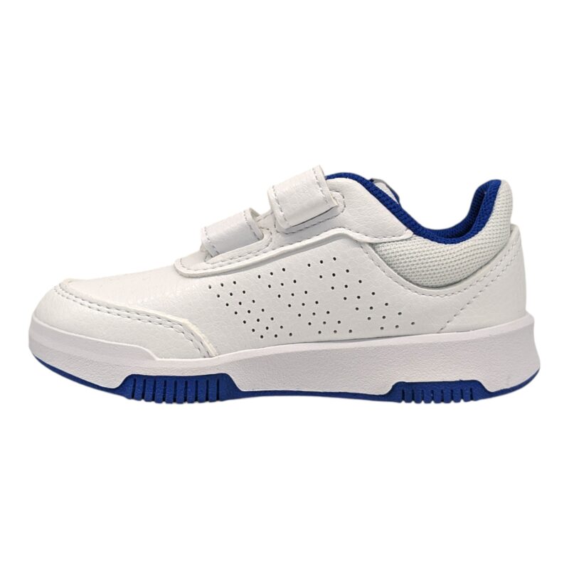 Sneakers sportive bianche per bambino primi passi con strisce blu e strappi - Adidas