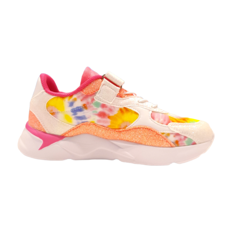 Sneakers sportive bianco-multicolor glitterate in tessuto retato per bambina con strappo e lacci elastici - Enrico Coveri 2 Sneakers sportive bianco-multicolor glitterate in tessuto retato per bambina con strappo e lacci elastici - Enrico Coveri