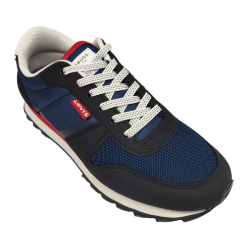 Sneakers sportive blu in tessuto retato per bambino con lacci elastici - Levi's