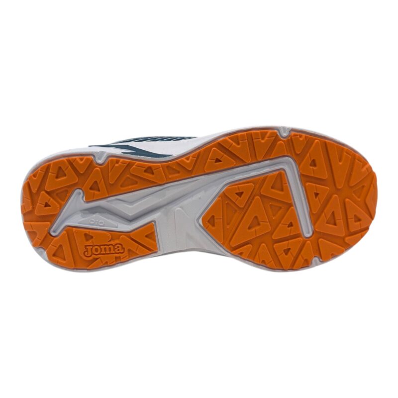 Sneakers sportive blu-petrolio-arancione per bambino in tessuto retato con lacci - Joma 5 Sneakers sportive blu-petrolio-arancione per bambino in tessuto retato con lacci elastici - Joma