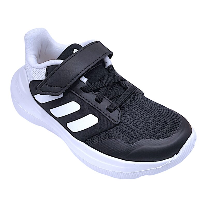 Sneakers sportive in tessuto per bambina di colore nero e strisce bianche con lacci - Adidas