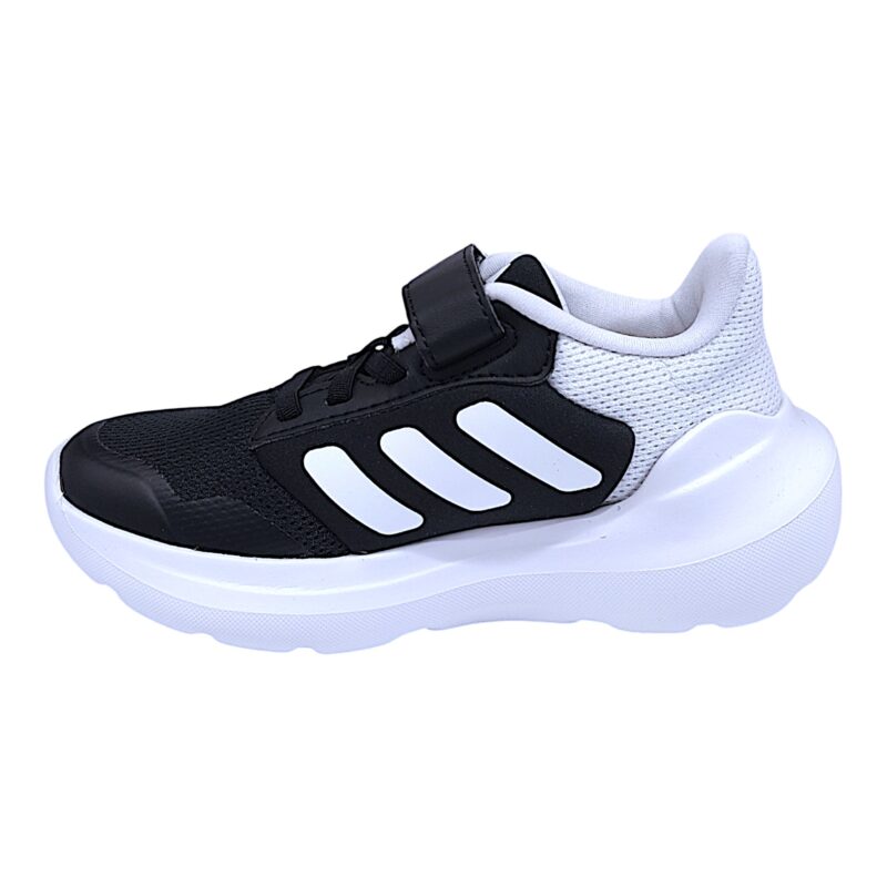 Sneakers sportive in tessuto per bambina di colore nero e strisce bianche con lacci - Adidas