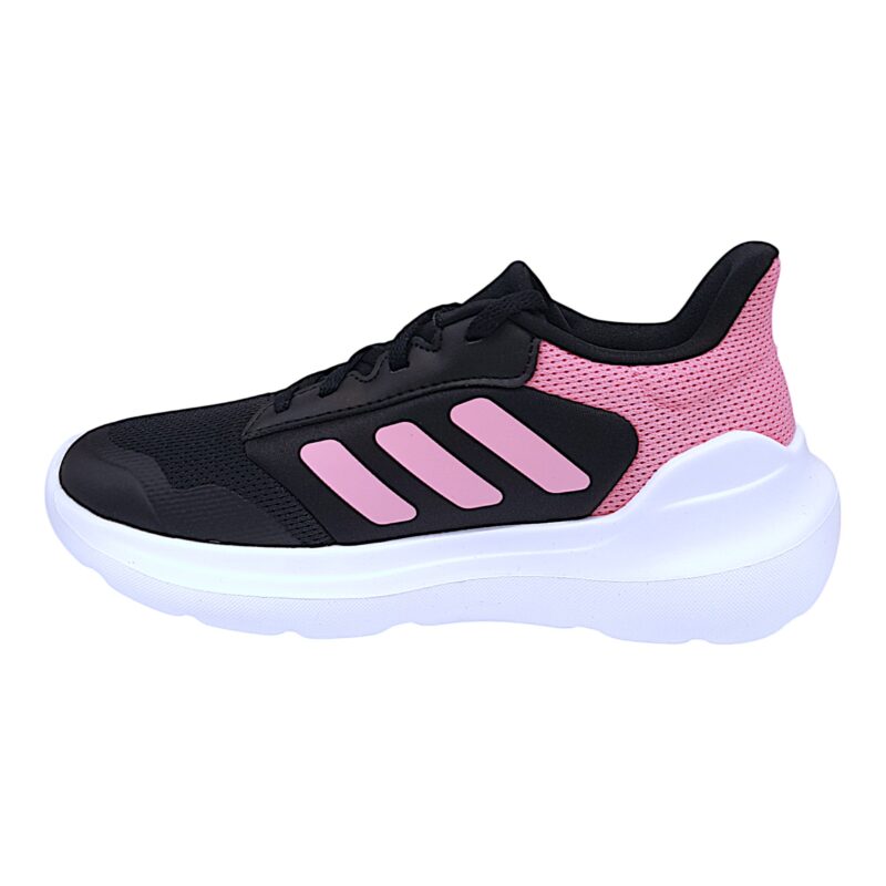 Sneakers sportive in tessuto per bambina di colore nero e strisce rosa con lacci - Adidas