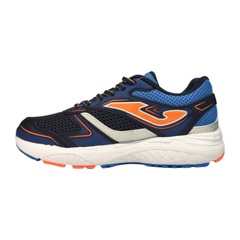 Sneakers sportive in tessuto retato blu-arancio per bambino con lacci - Joma 3 Sneakers sportive in tessuto retato blu-arancio per bambino con lacci elastici - Joma