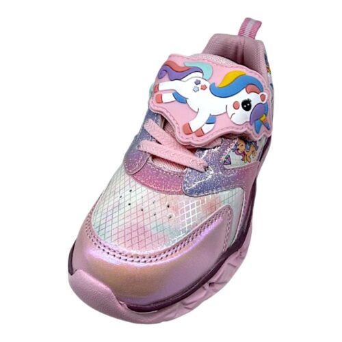 Sneakers sportive invernali rosa per bambina con unicorno, luci, strappo e lacci elastici - Alek Moda Silver 4 Sneakers sportive invernali rosa per bambina con unicorno, luci, strappo e lacci elastici - Alek Moda Silver