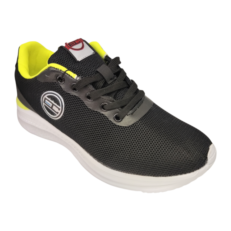 Sneakers sportive nero-fluo in tessuto retato per bambino con lacci - Enrico Coveri 1 Sneakers sportive nero-fluo in tessuto retato per bambino con lacci - Enrico Coveri
