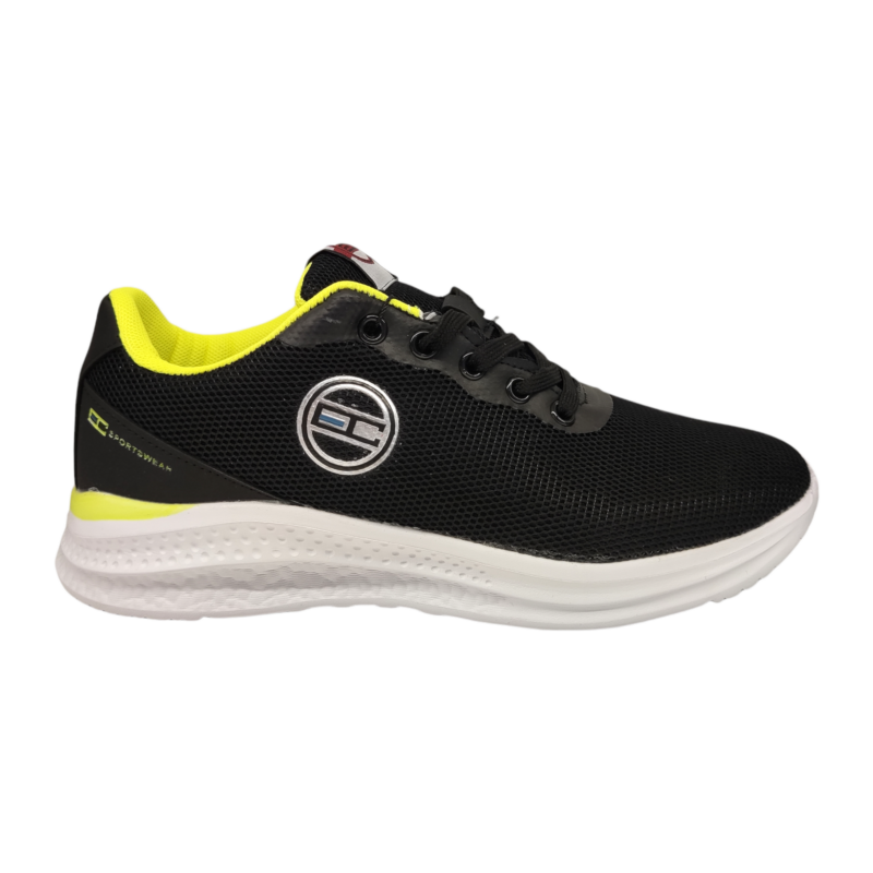 Sneakers sportive nero-fluo in tessuto retato per bambino con lacci - Enrico Coveri 2 Sneakers sportive nero-fluo in tessuto retato per bambino con lacci - Enrico Coveri