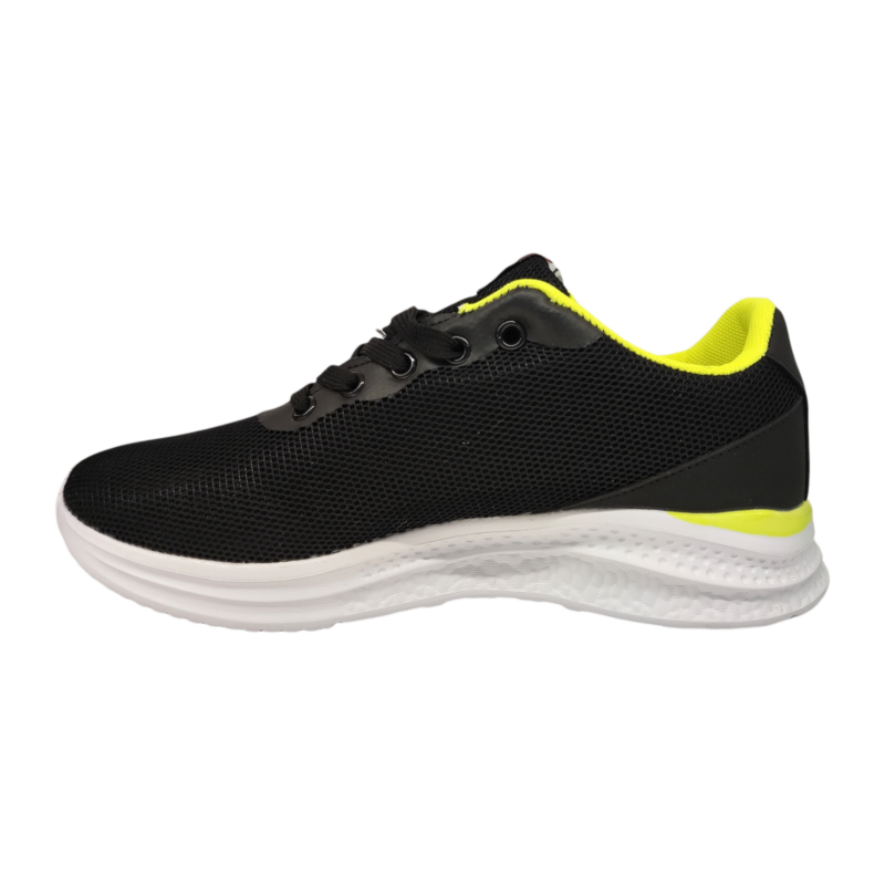 Sneakers sportive nero-fluo in tessuto retato per bambino con lacci - Enrico Coveri 3 Sneakers sportive nero-fluo in tessuto retato per bambino con lacci - Enrico Coveri