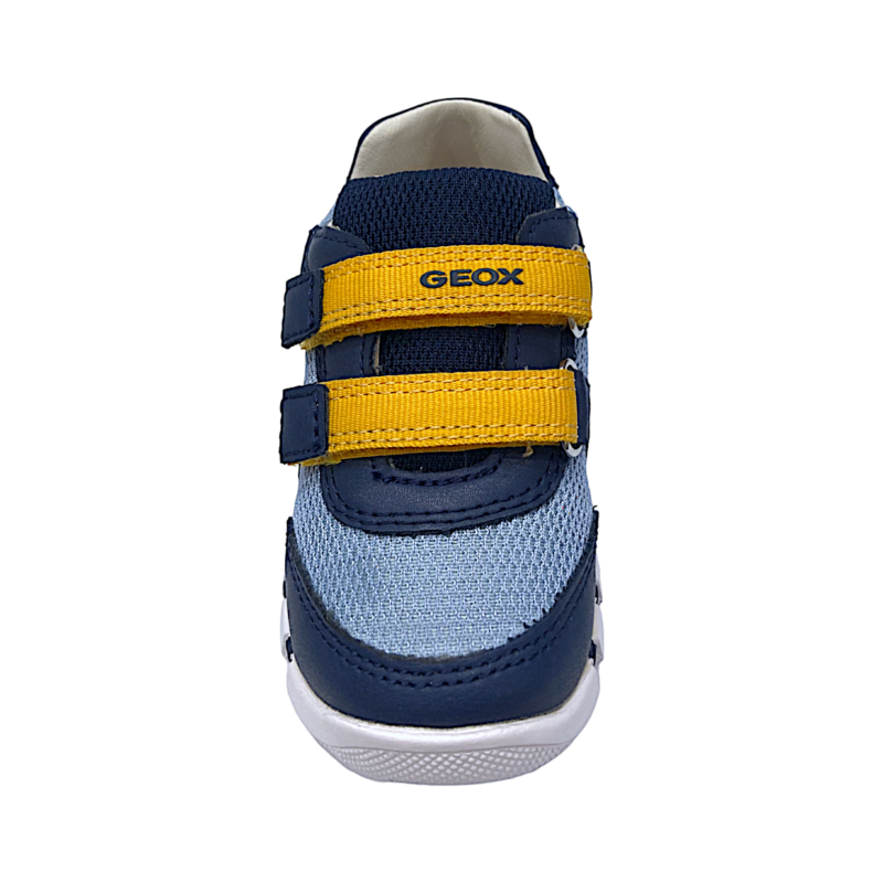 Sneakers sportive primi passi celeste-blu-ocra in tessuto per bambino con doppio strappo e suola flessibile - Geox 4 Sneakers sportive primi passi celeste-blu-ocra in tessuto per bambino con doppio strappo e suola flessibile - Geox