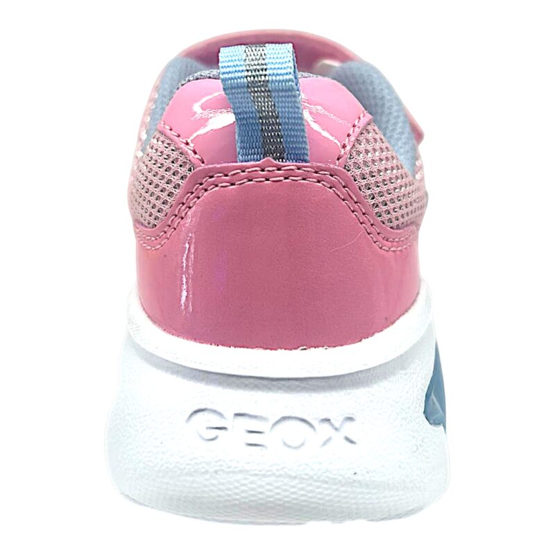 Sneakers sportive rosa-azzurre in tessuto retato per bambina con stella alata laterale, luci, strappo e lacci elastici - Geox 4 Sneakers sportive rosa-azzurre in tessuto retato per bambina con stella alata laterale, luci, strappo e lacci elastici - Geox