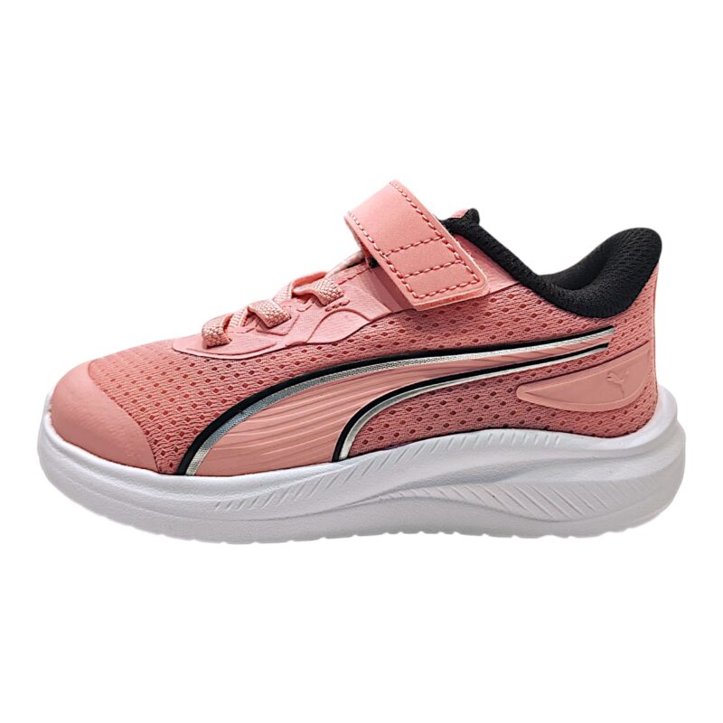 Sneakers sportive rosa-bianca in tessuto mesh synth per bambina con strappo e lacci elastici - Puma 3 Sneakers sportive rosa-bianca in tessuto mesh synth per bambina con strappo e lacci elastici - Puma